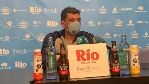 Javier Muñoz en la rueda de prensa previa al Río Breogán - Joventut Badalona